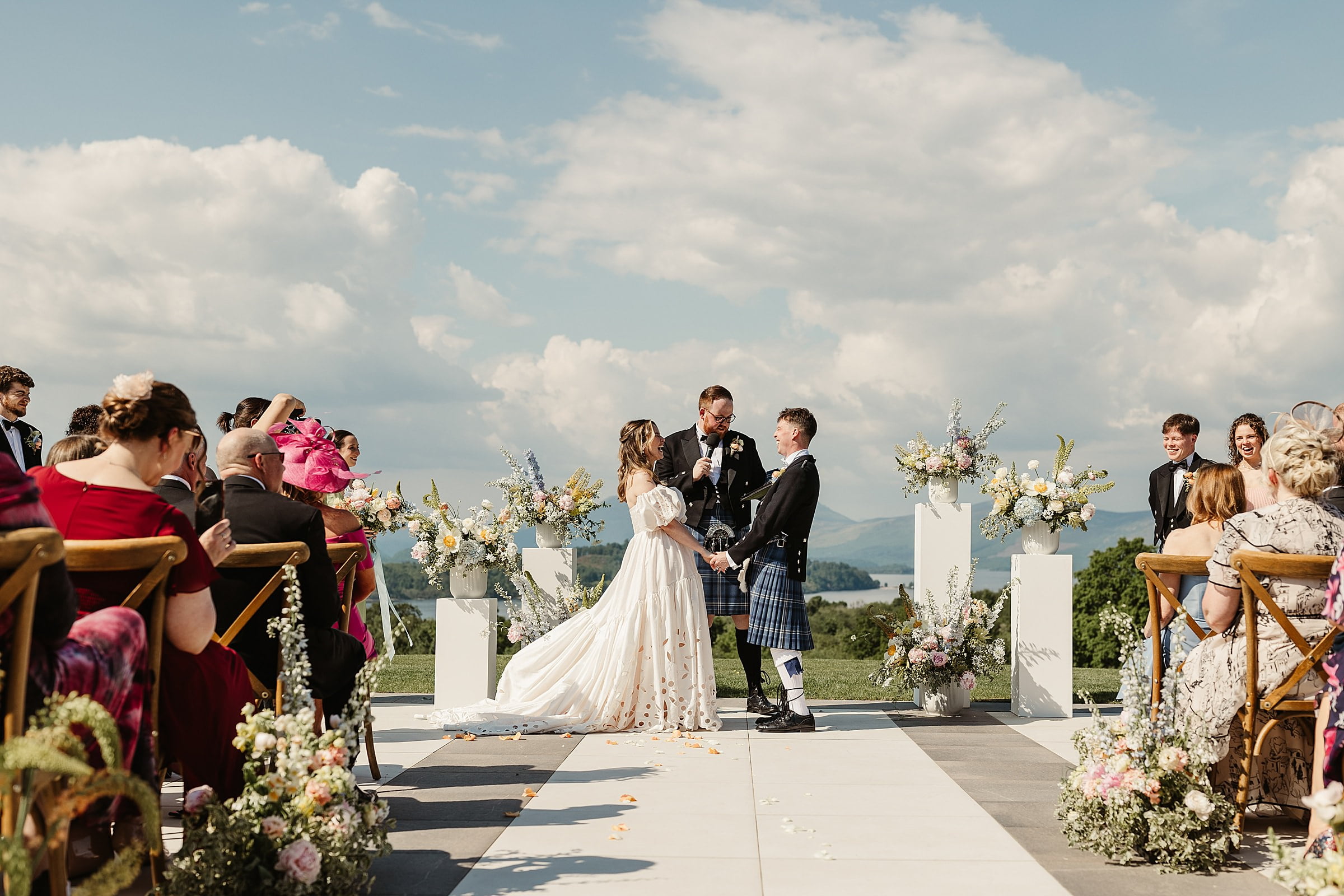 boturich castle wedding ceremony outdoors on the shore of loch lomond