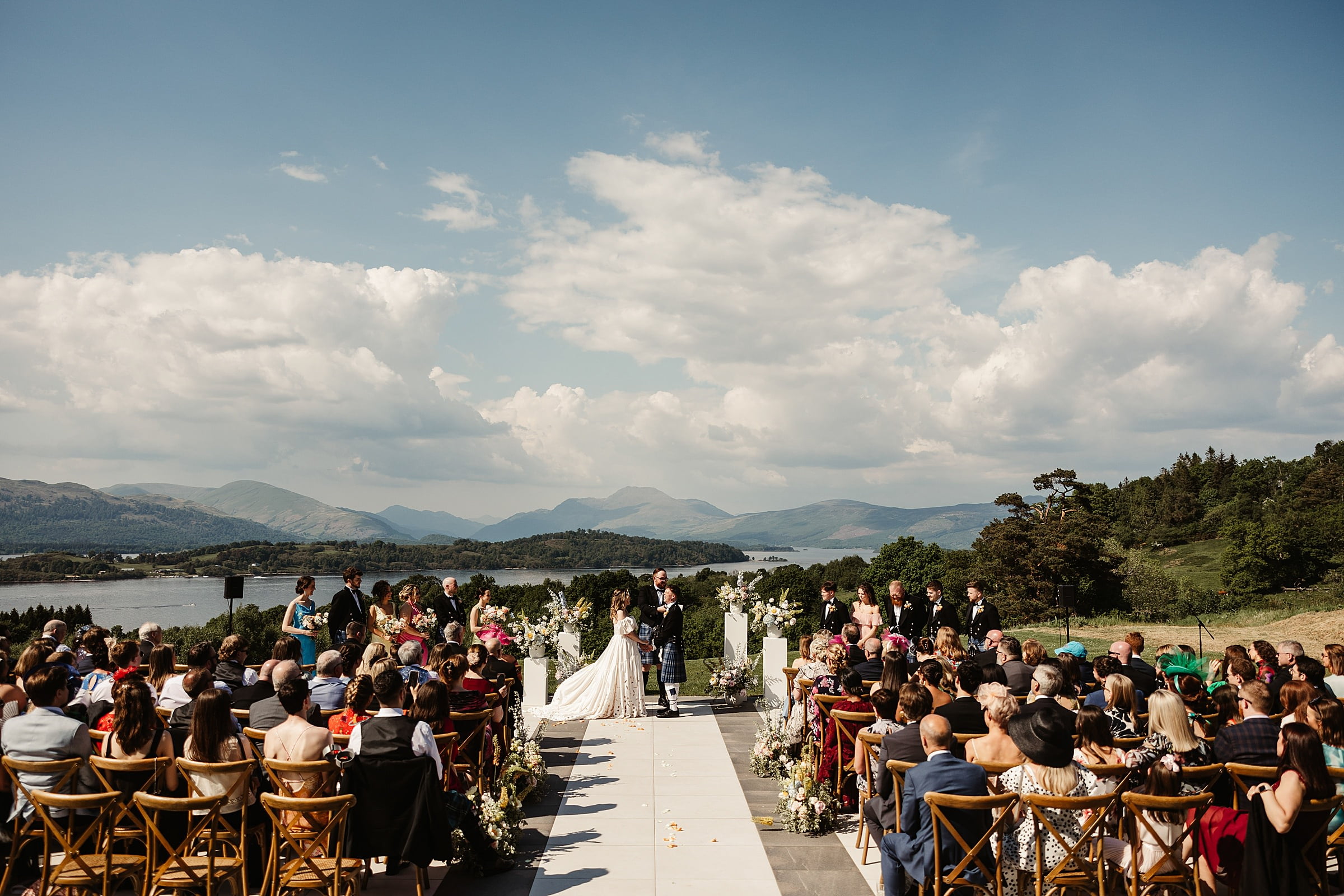 boturich castle wedding ceremony outdoors on the shore of loch lomond