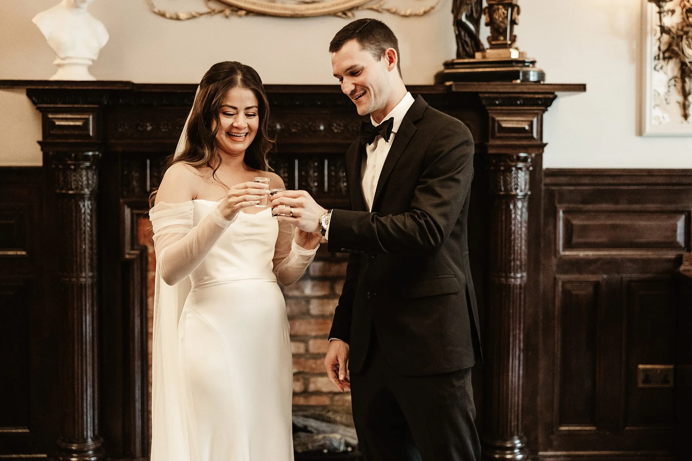 wedding ceremony shot of tequila at the bonham hotel edinburgh intimate