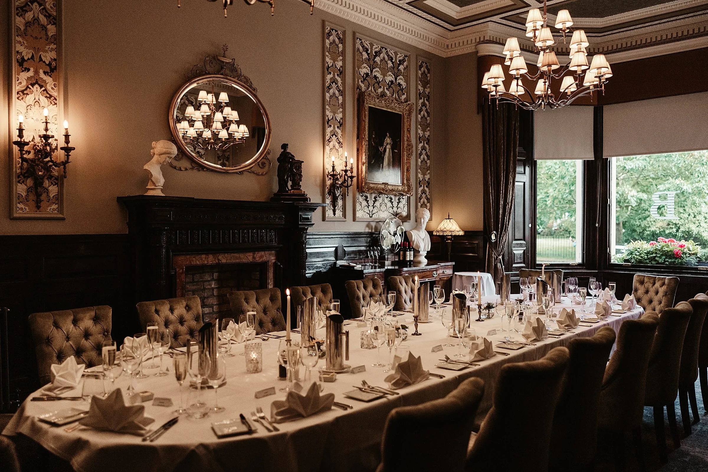 the bonham hotel intimate wedding reception dinner table setup