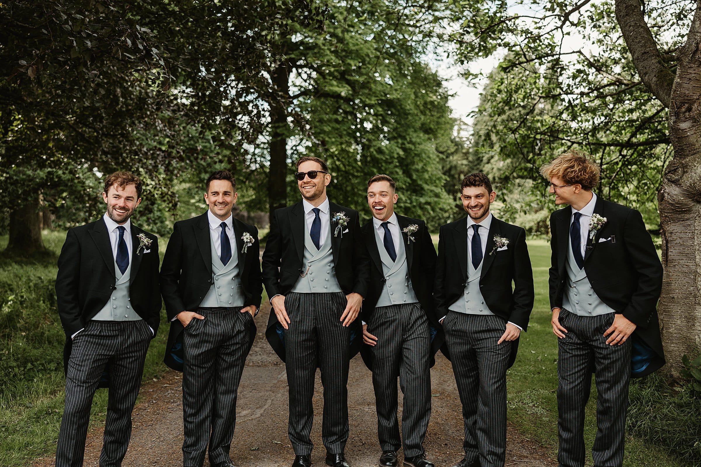 groom and groomsmen in morning suits at byre at inchyra same sex wedding