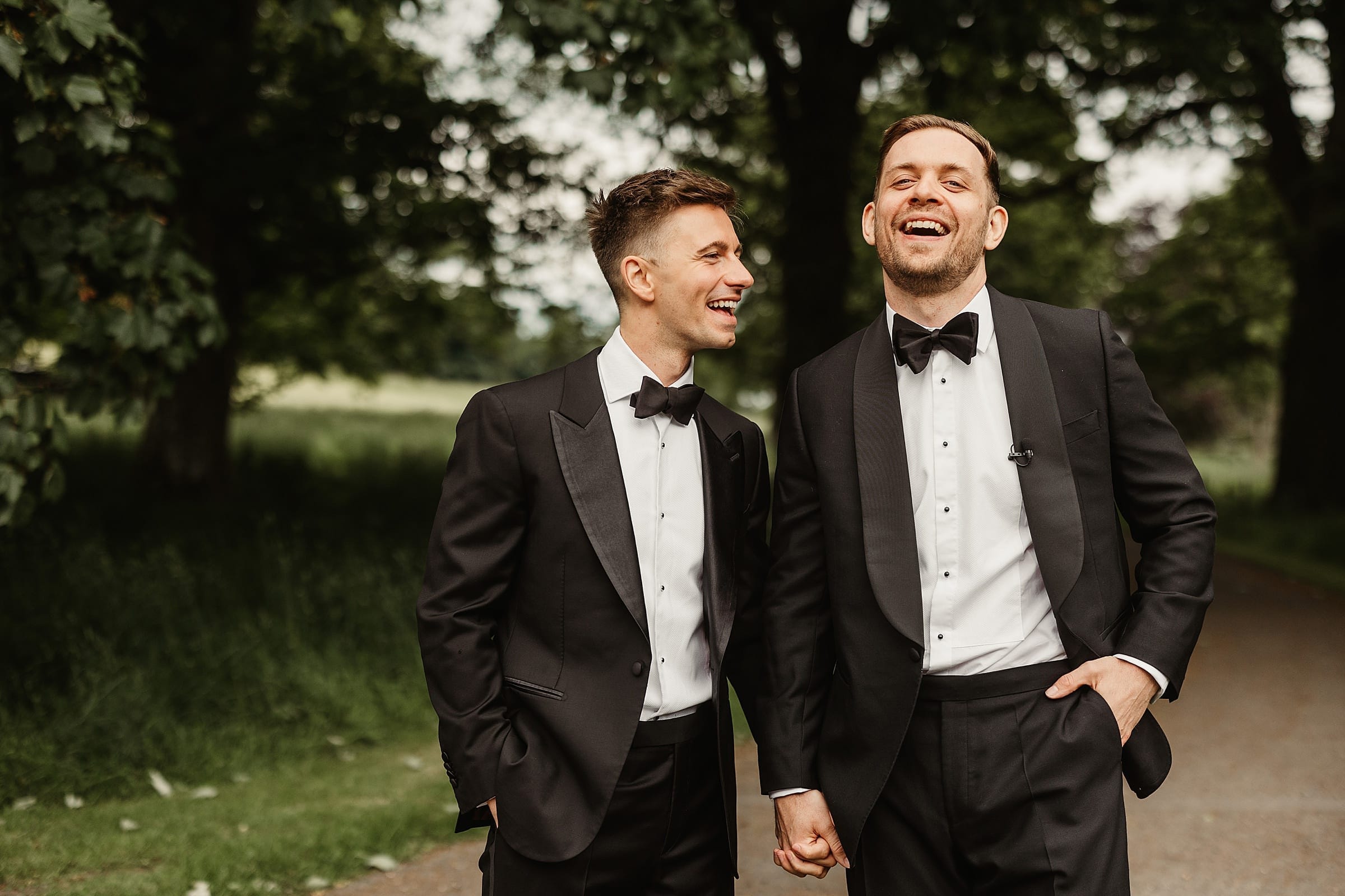 byre at inchyra same sex wedding portraits photographs two grooms wearing tuxedos