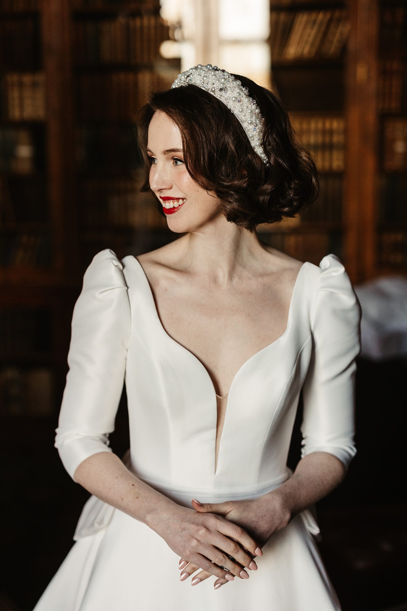 Royal College of Physicians Edinburgh micro wedding bride portrait photo pronovias dress