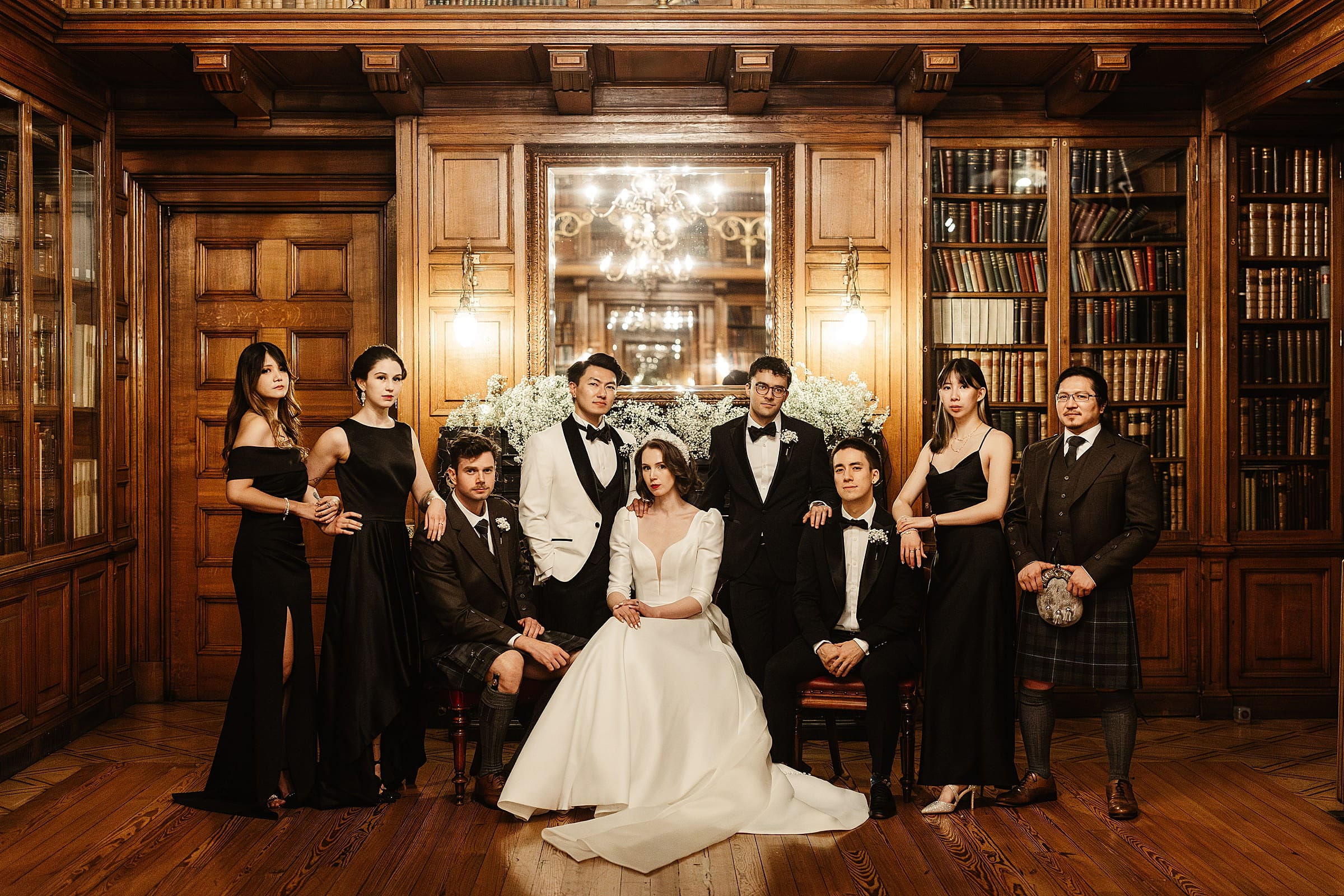 Royal College of Physicians Edinburgh wedding group photo bridal party