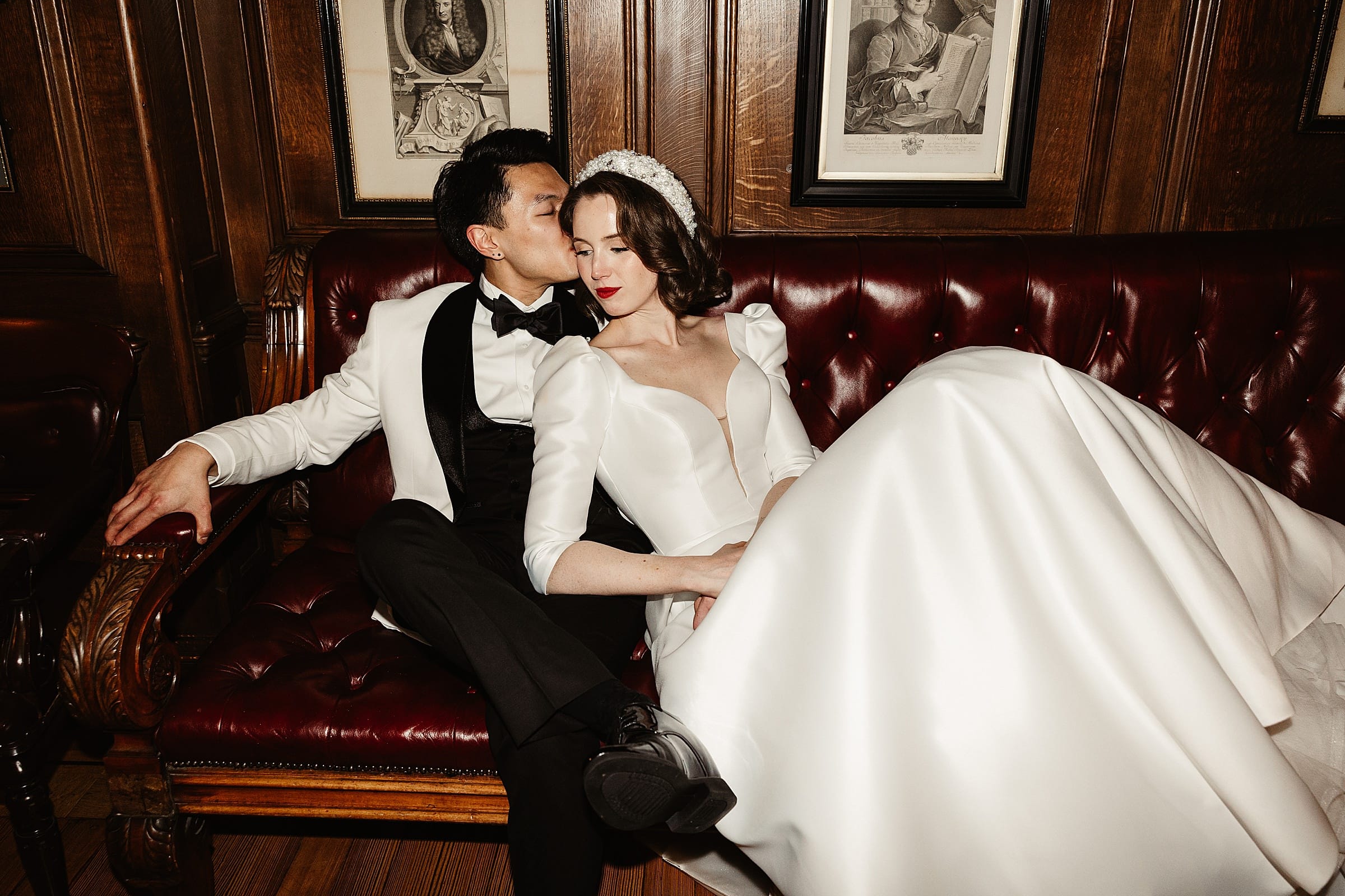 Royal College of Physicians Edinburgh wedding bride and groom portraits editorial pronovias dress