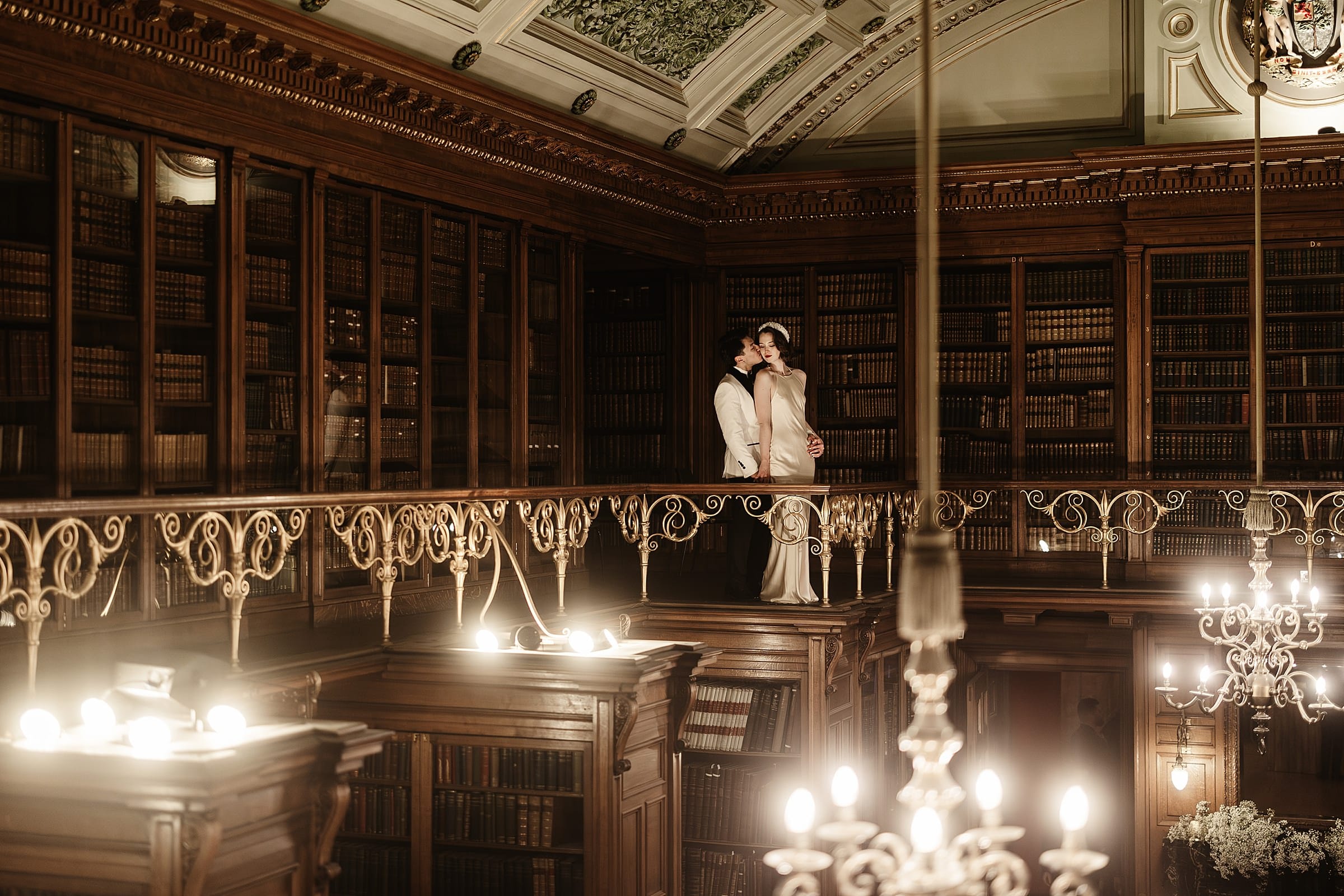 Royal College of Physicians of Edinburgh wedding bride and groom portraits photographs balcony