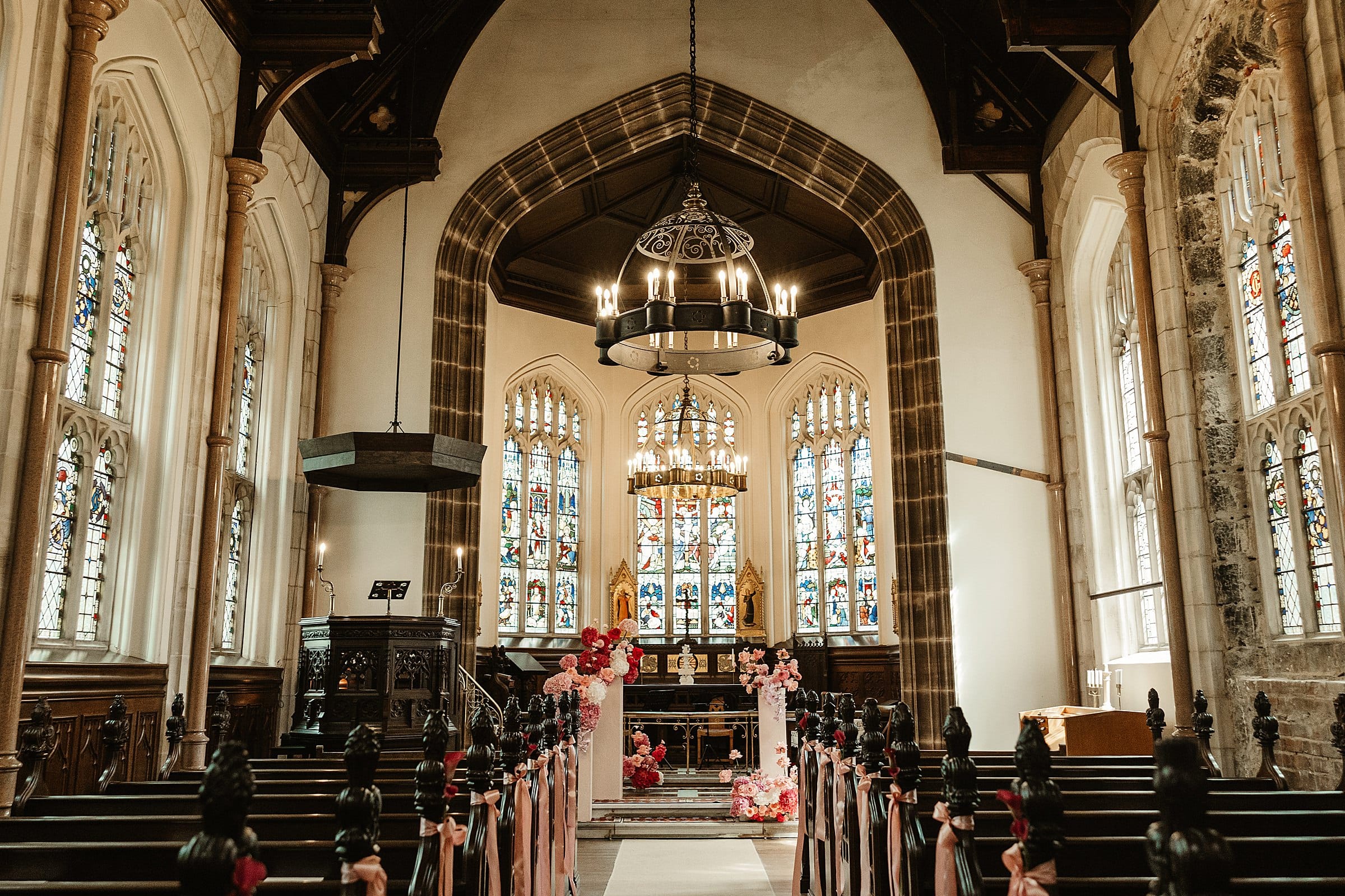 cluny castle chapel interior pink florals fauna flower folk bouquet