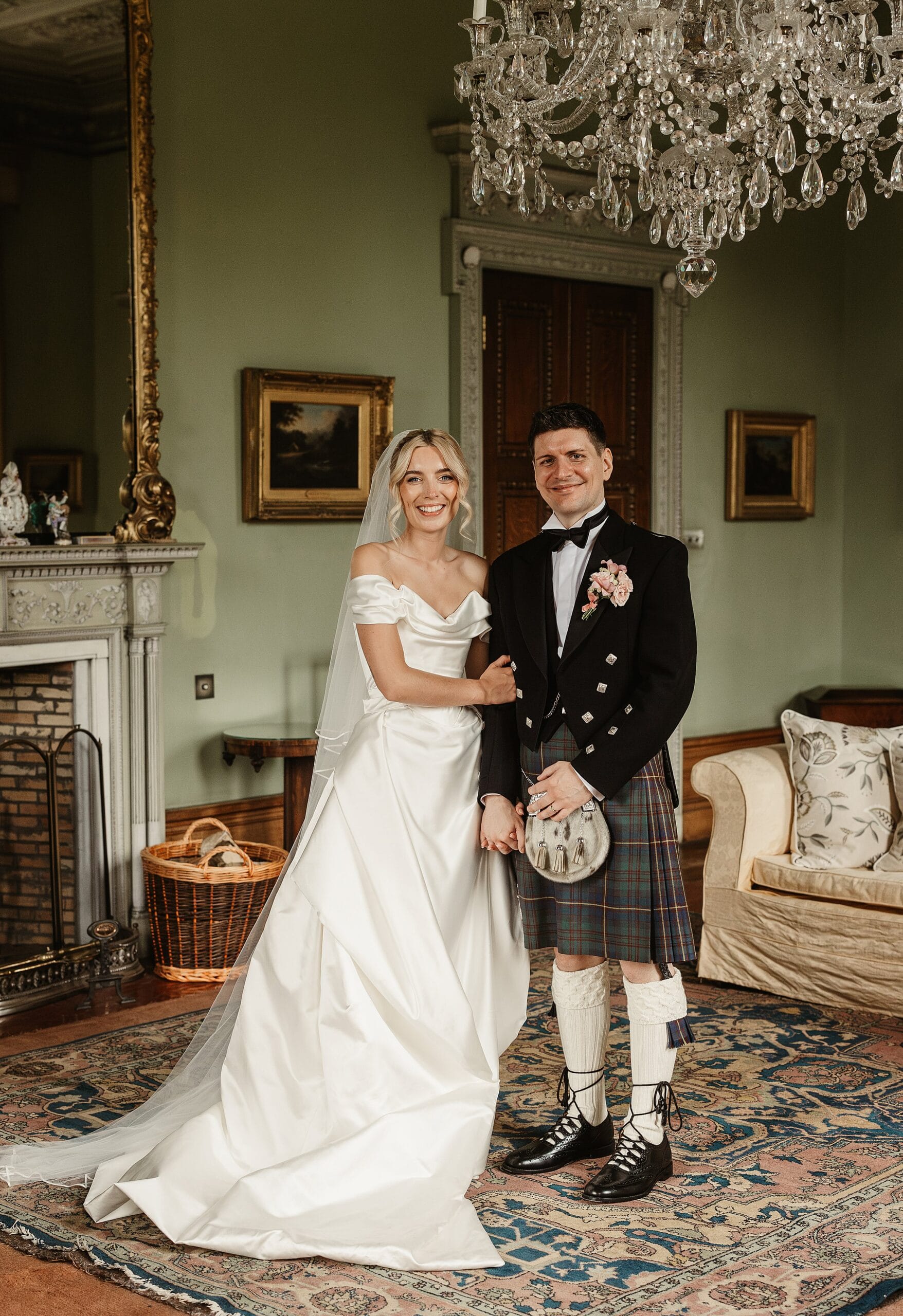 cluny castle wedding photography bride and groom portraits vivienne westwood dress