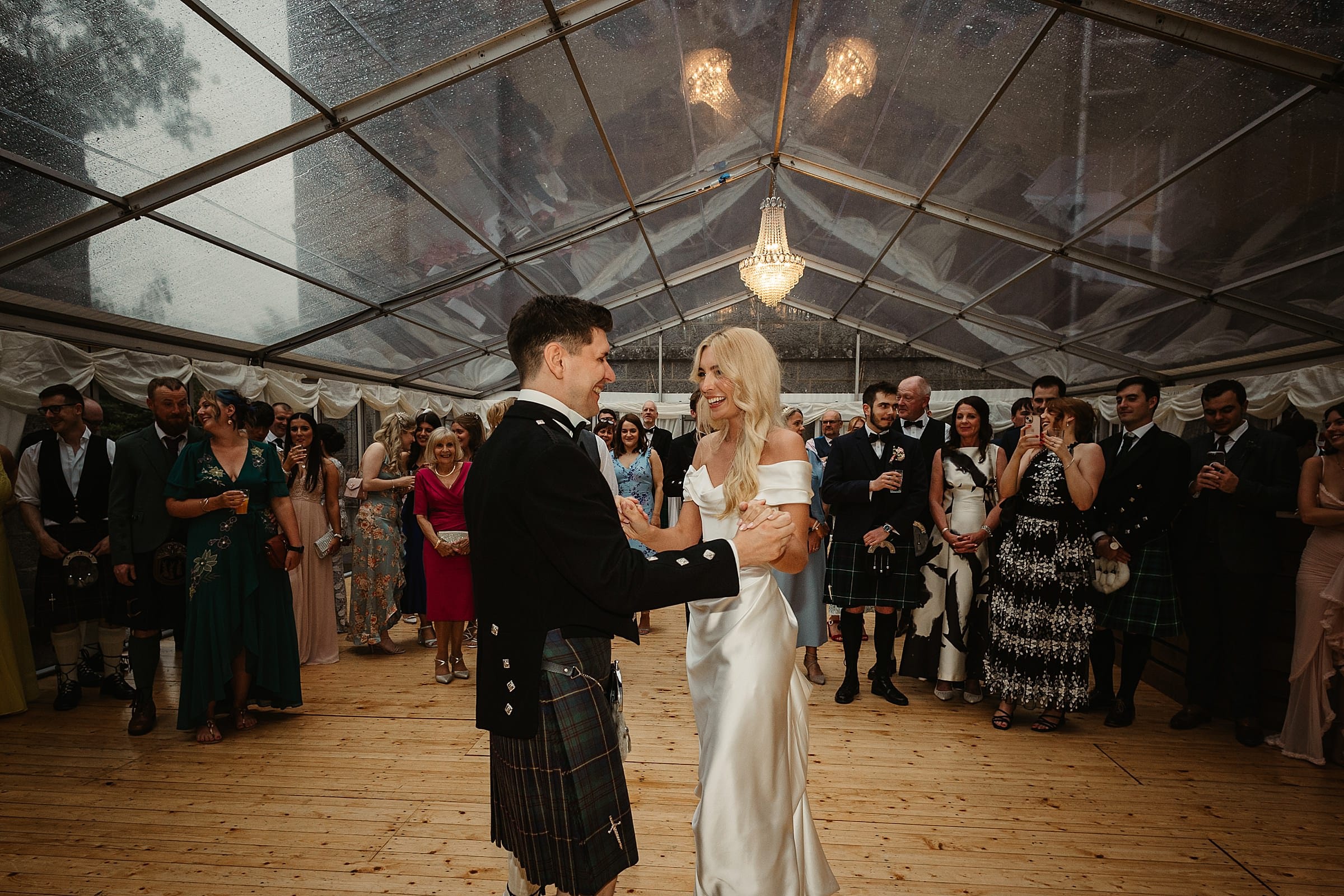 cluny castle wedding photography first dance bride and groom